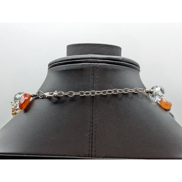 Multi Color & Shape Crystal Stone Silver Tone 21.5" Necklace - Picture 8 of 9